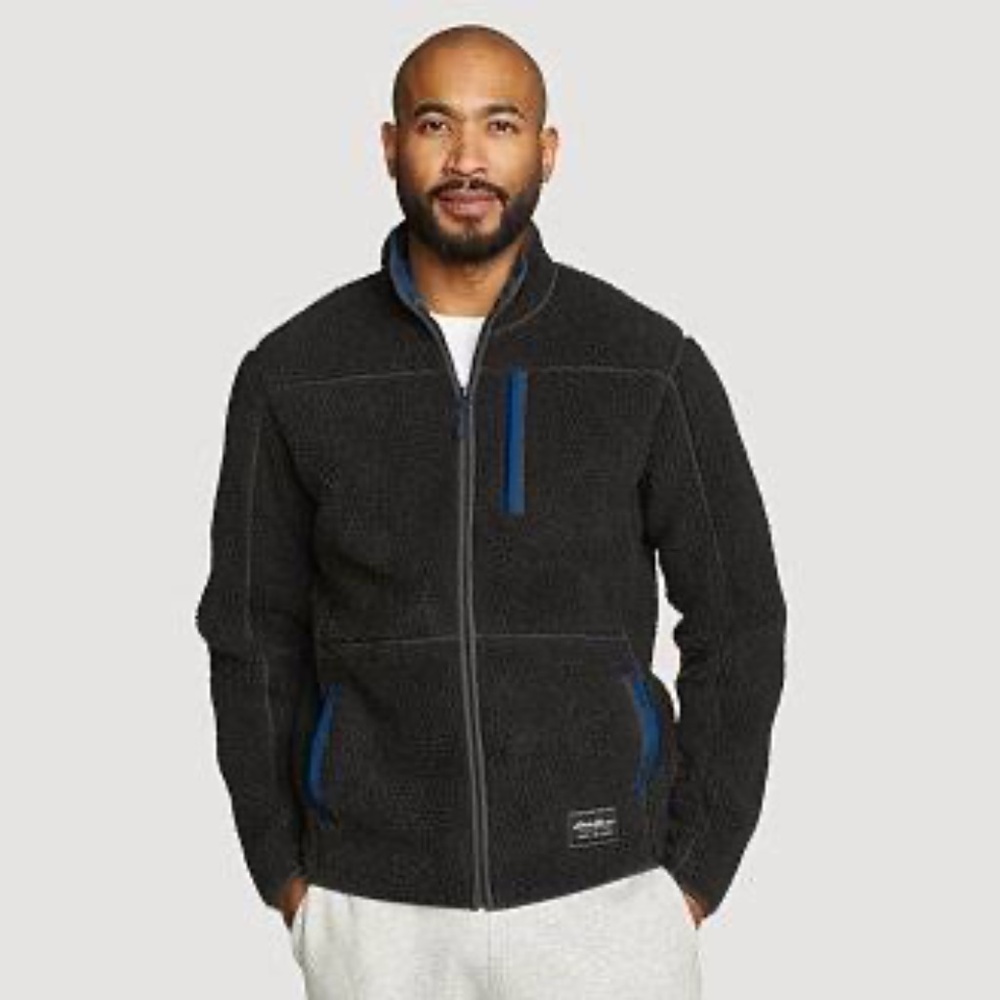 Eddie Bauer Chilali Faux Shearling Fleece Jacket | Men's LRG | Carbon | Full Zip